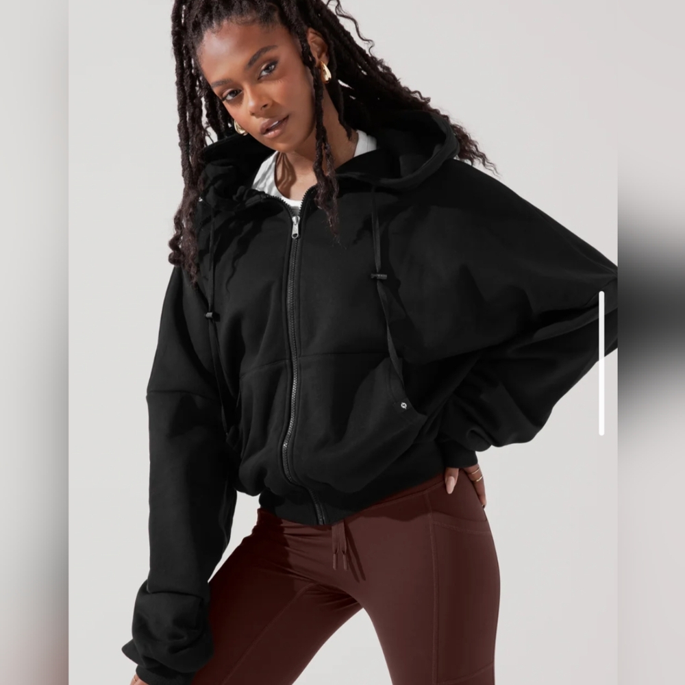 POPFLEX Black Oversized Zip-Up Hoodie - Picture 11 of 14